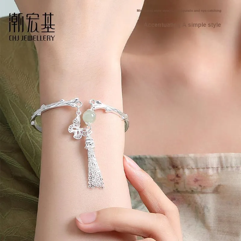 CHAOHONGJI 990 Silver Bangles Women's-3