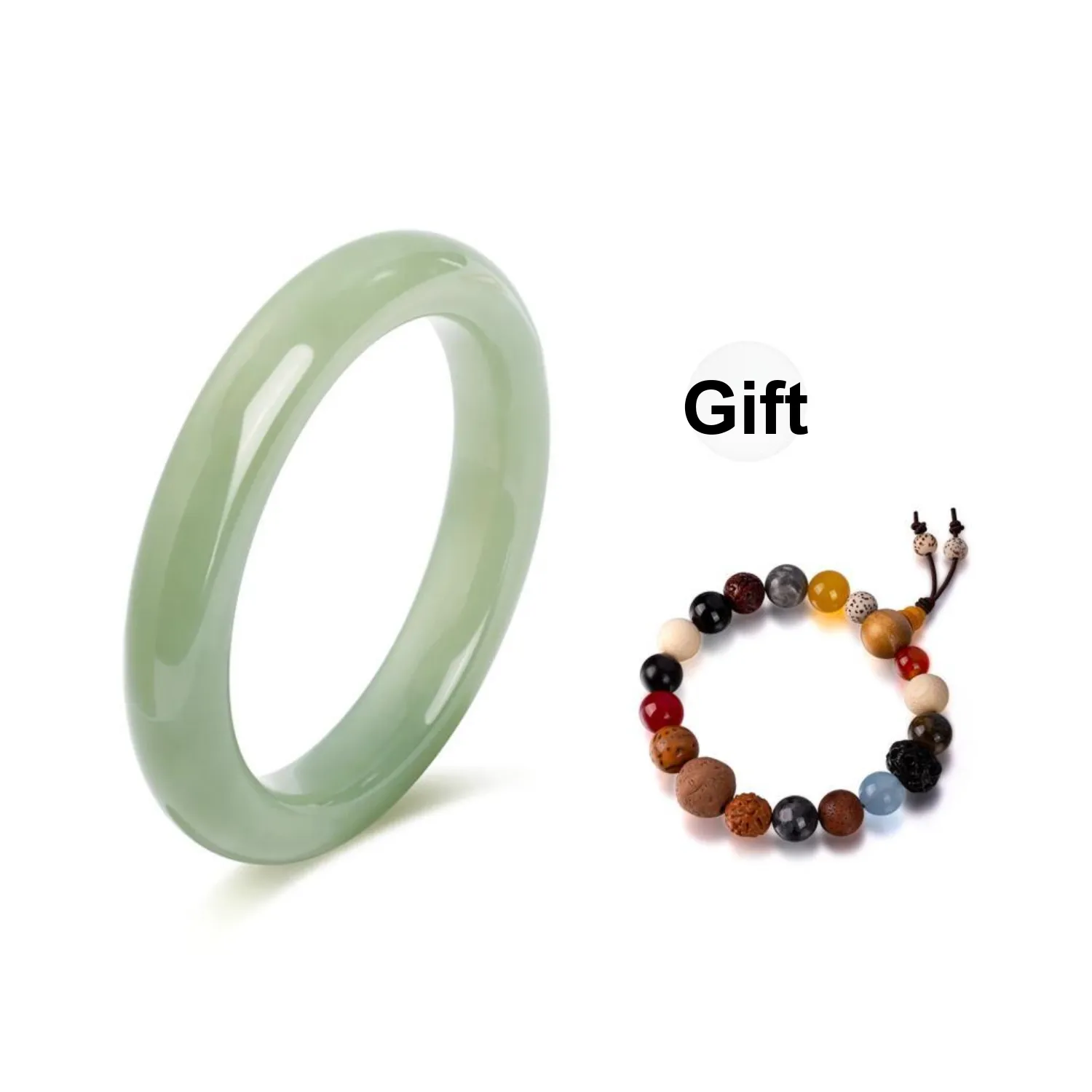 IWE Bangles Pale Greenish White Jade Women's