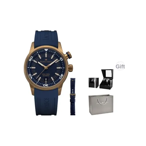 MAURICE LACROIX Автоматический Механический Часы Мужские Циферблат 42 Синий Бронза Чехол Часы Резина Кожаный Ремешок