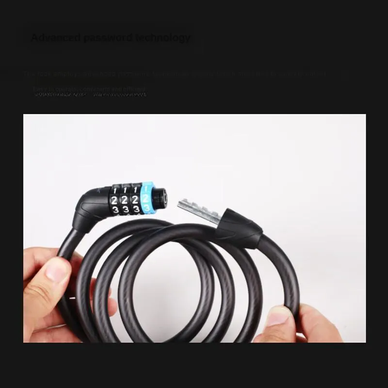 XDS Cycling Gear Coded Lock Outdoor Cable PVC Shell Black-4