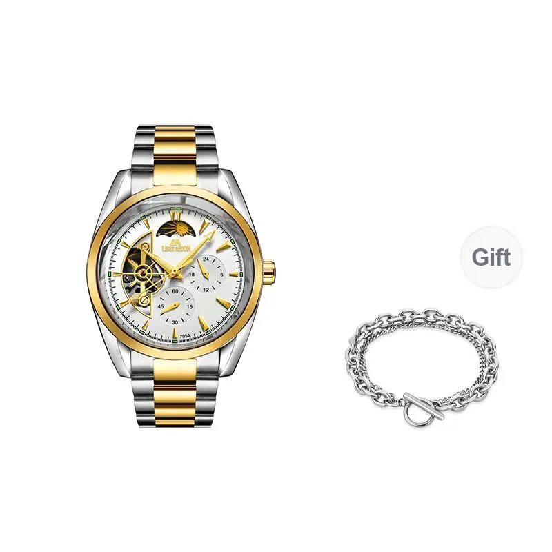 LIBER AEDON Mechanical Movement White Dial Men's Watches-4