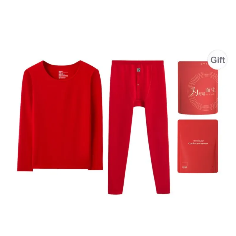 Red bean Men Thermal Sets-0