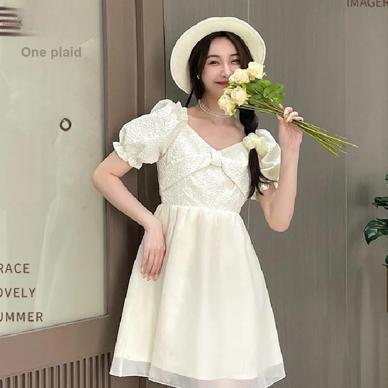 AFGGD Short Sleeved Dresses Women's White-5