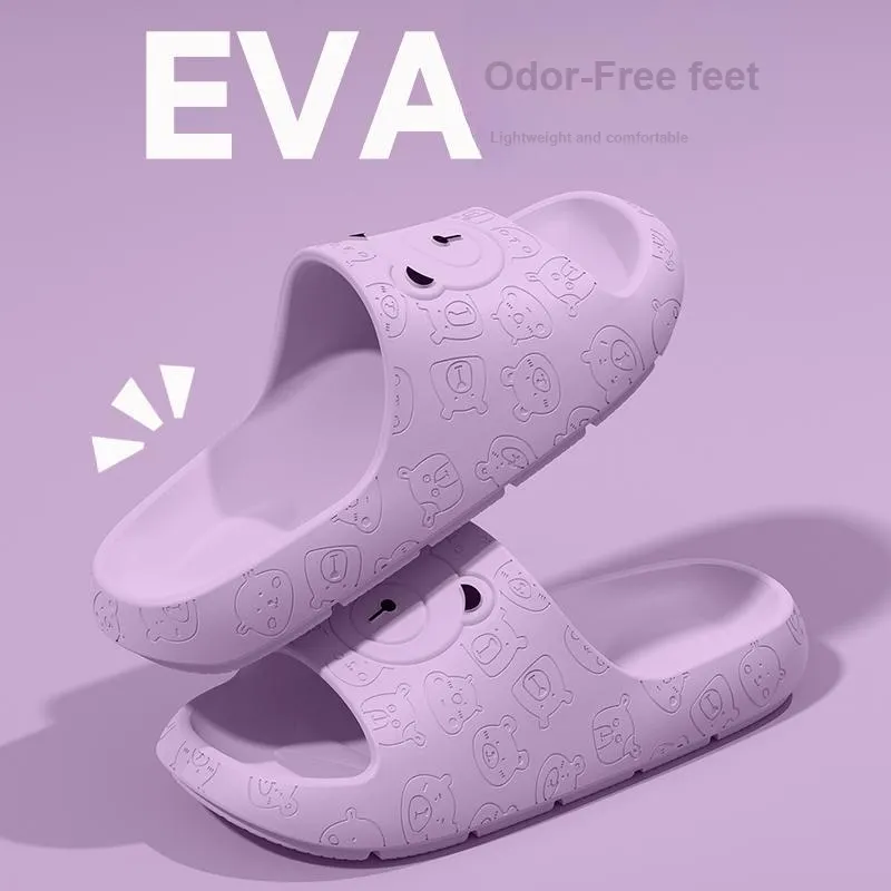 LUNNIFEIYA Summer Slippers Home Indoor Bathroom Slip Resistant Eva Squashy And Bouncy Feeling Platform Slippers-4