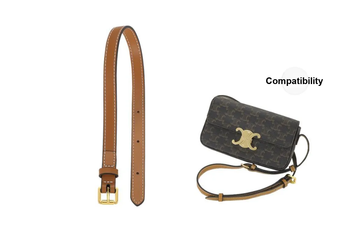 Lan Bao Fan Cow Leather Bag Accessory, Extended Length Shoulder Strap Unisex Caramel