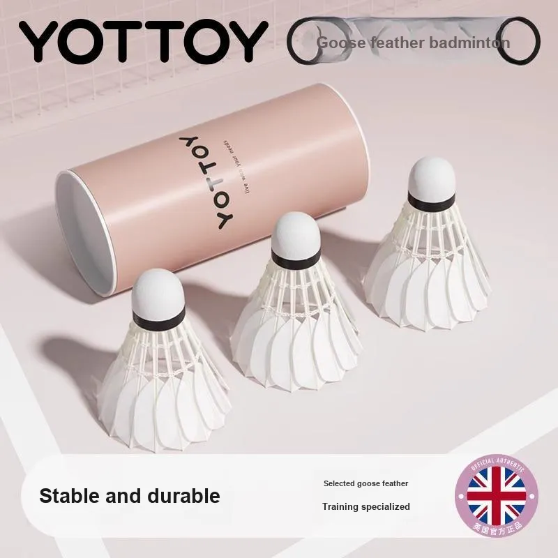 YOTTOY Goose Feather Shuttlecock 3 Pack Goose Feather Shuttlecocks-2