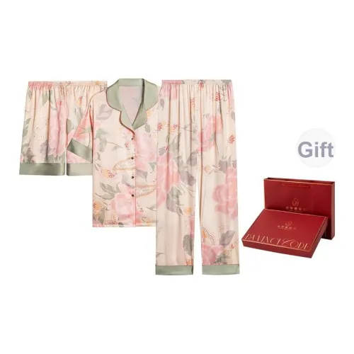 DAFENQIMIMA Leisurely Flowers And Shadows Трехкомпонентный комплект Женская пижама: рубашка с коротким рукавом + шорты + брюки