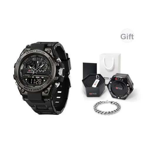 OFNS Freedom Warrior Collection Электронный + Кварцевый механизм TPU Ремешок Часы Мужские Черный циферблат