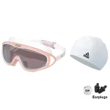 Pink Swim Goggles (Black Lenses)+White Swimming Cap
