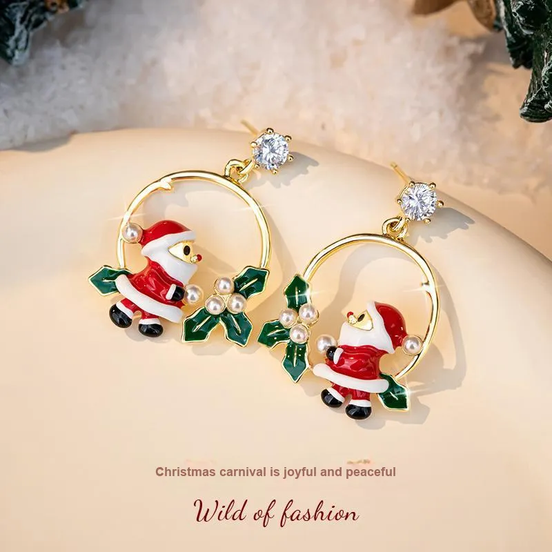 QLADY S925 Silver Stud Earrings Women's Gold-5