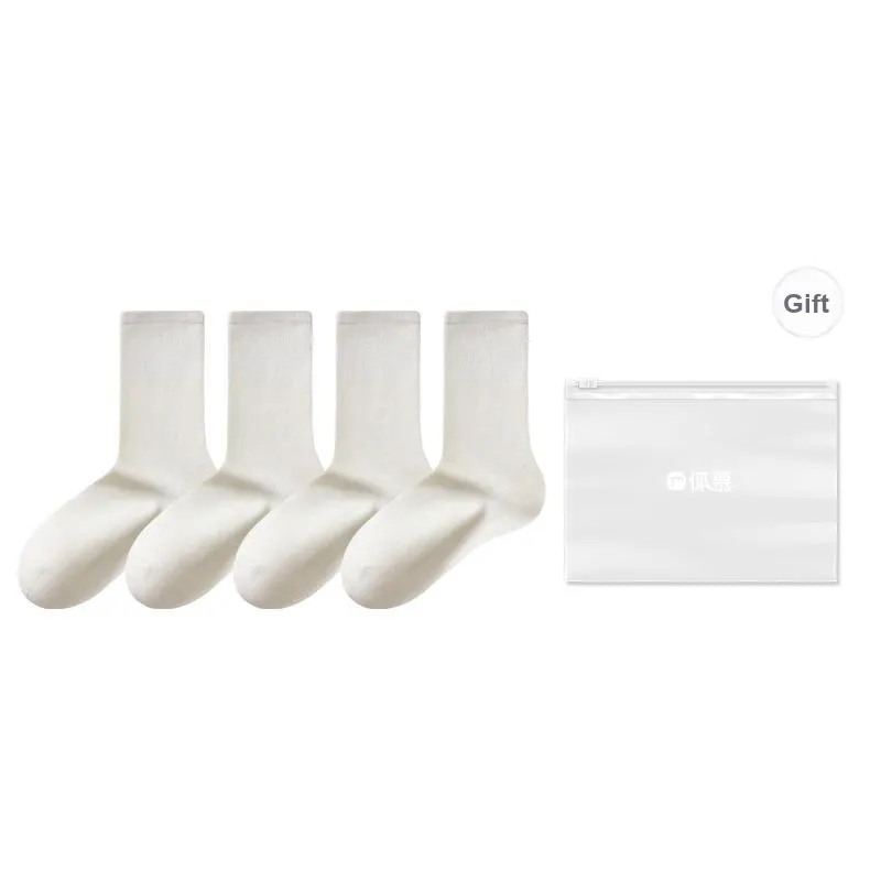 Temooues Mid-Calf Socks Women's Shopping Bag 4 Pack-5