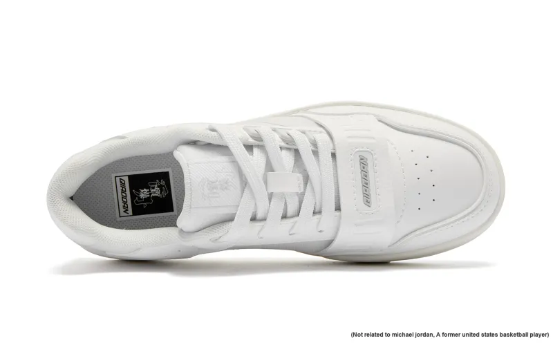 QIAODAN Dry Anti Slip Wear Resistant Low Top Skateboard Shoes Women's Jordan White Gray Silver-3