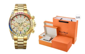 LOUIE JUELEN Mechanical Movement Steel Strap Watch Men's Watches Gold Dial
