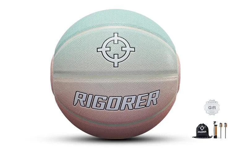 RIGORER PU Basketball Pink Green Gradient Size 7 Ball Training Competition Unisex-0