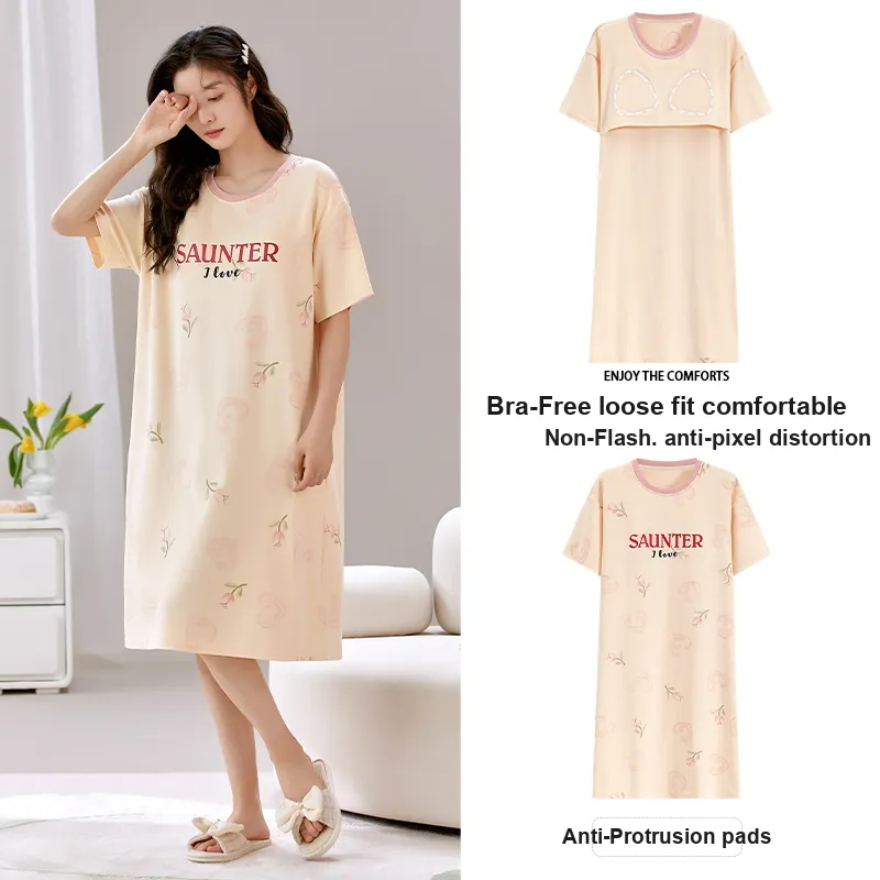 JINXU Nightgown Women's Apricot-1