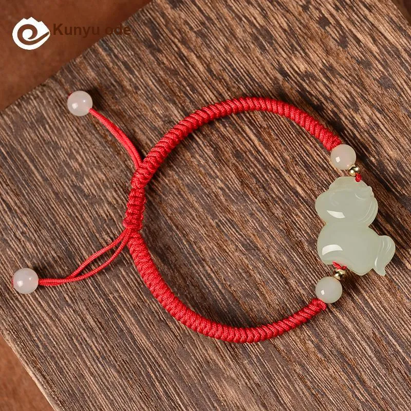 KUNYUYAO Hetian Jade Bracelets Pale Greenish White Jade Unisex-26