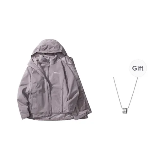 Jack Wolfskin Waterproof And Windproof To Keep Warm Windbreaker Jacket Unisex Wildflower Purple With Free Accessory