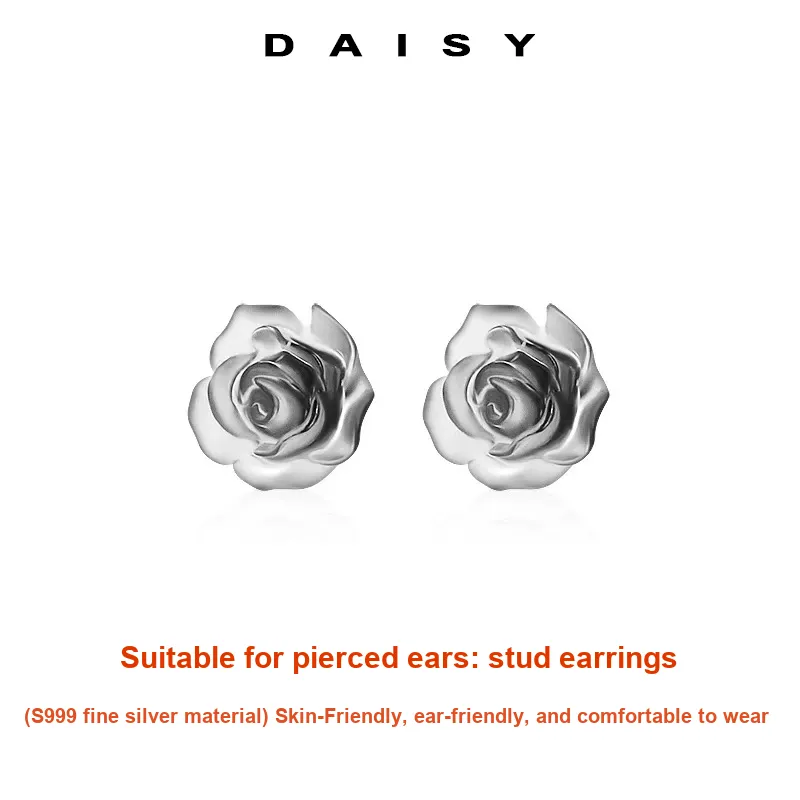 Daisy Dream 999 Fine Silver Stud Earrings Women's-2