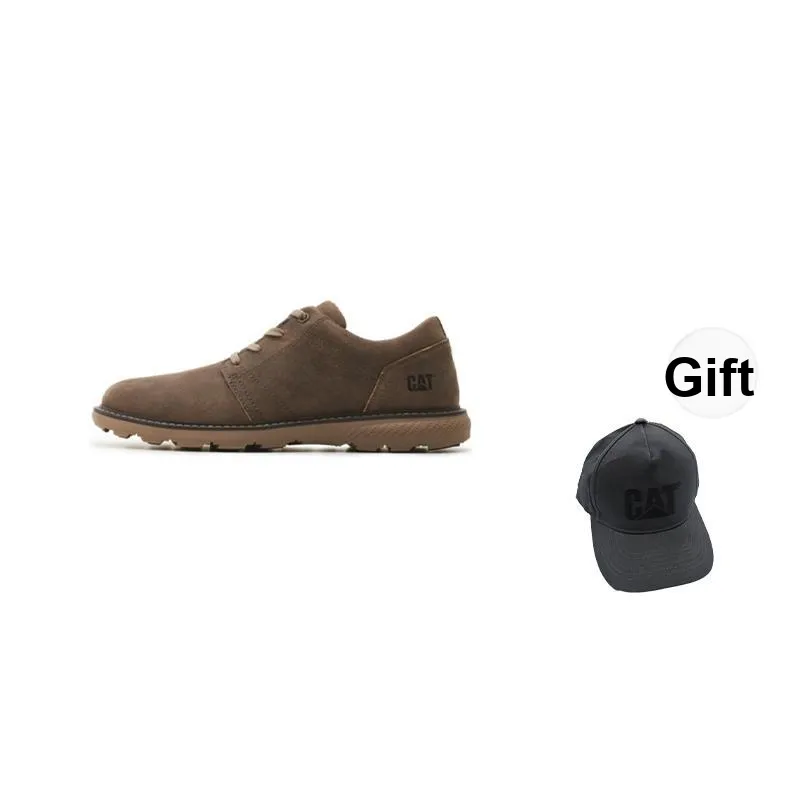 CAT Leather Shoes Breathable Sports Men's Low Top Comfortable Slip Resistant And Abrasion Resistant Men's Light Umber