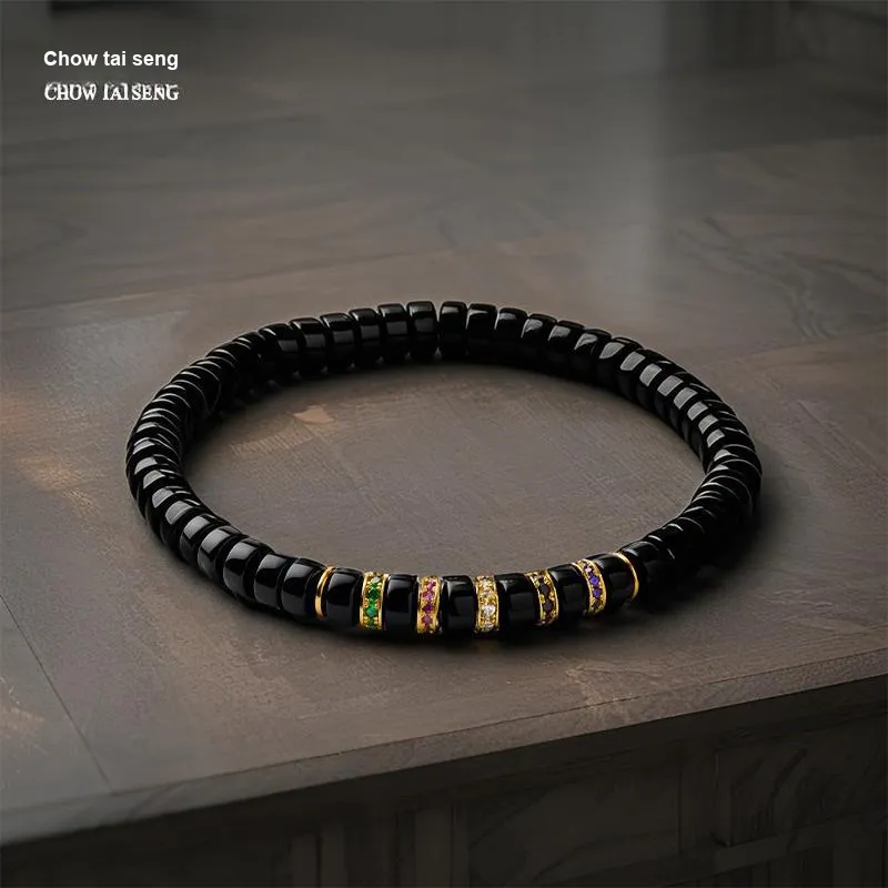 CHOW TAI SENG Agate Beaded Bracelet, New Year's Surprise Gift Unisex-2