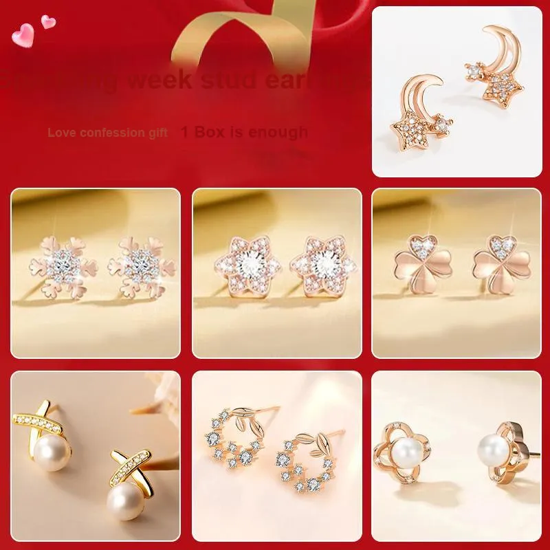 DJIN 925 Silver Needles Stud Earrings Women's-3