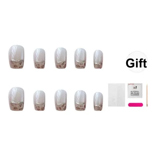 JIABITU Позолоченный Французский Леопардовый принт Съемный False Nail Короткий LADDER Градиентный Jump Цвет