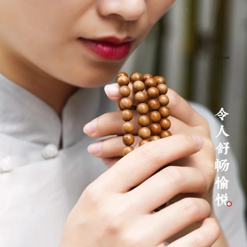 FANGYUANXIAOFU Laoshan Sandalwood Multi Wrap Beaded Bracelet Unisex-4