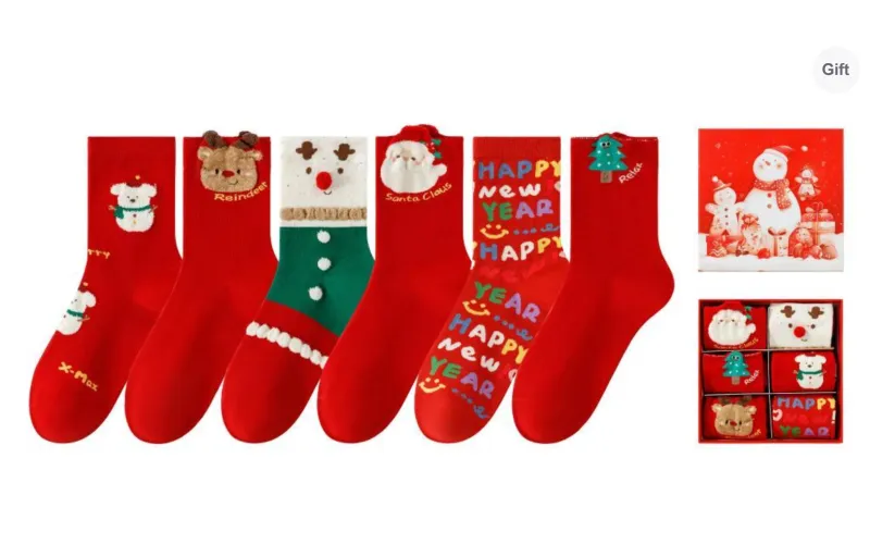 Caramella Mid Calf Socks Unisex Gift Box Of 6 Doubles-12