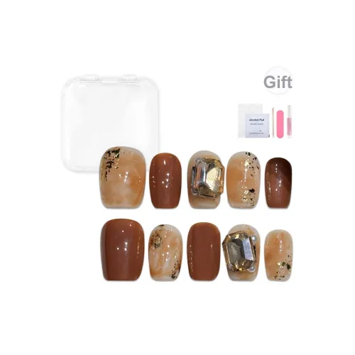 Yun Yue Joe Кленовый Слюдяной Солнцезащитные очки Смешанный Коричнево-кофейный Стиль Майярд Осень и зима False Nail Короткий LADDER 15mm