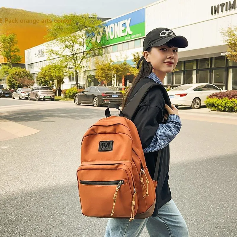 Yalu Nylon Backpack Regular Unisex Gray/Orange/Blue/Red-18