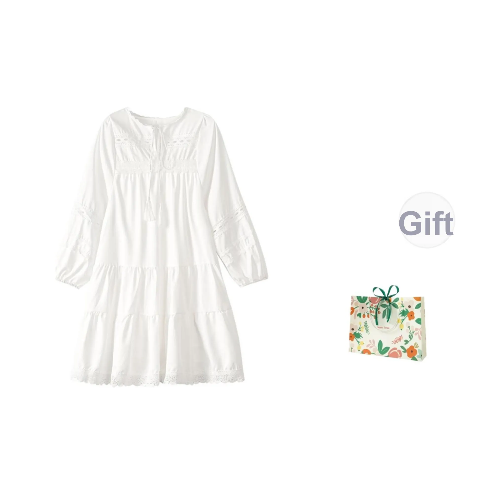 Oddgoods Длинный рукав Платье Женское Белое