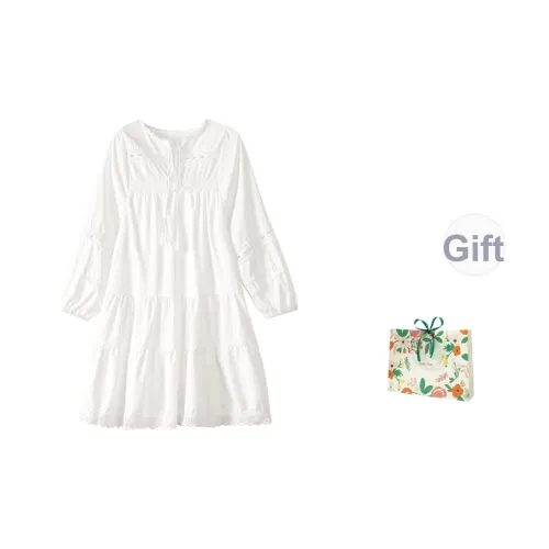 Oddgoods Длинный рукав Платье Женское Белое