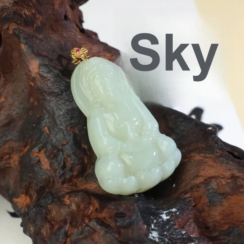 YUJIANQINGJIE Hetian Jade Pendants Green Jade Unisex-4