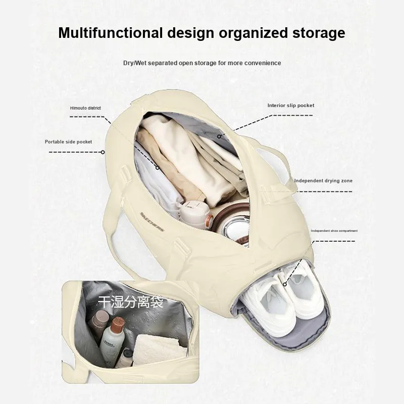 Skechers Polyester Gym Bag Travel Bag Large Size Unisex Khaki-3