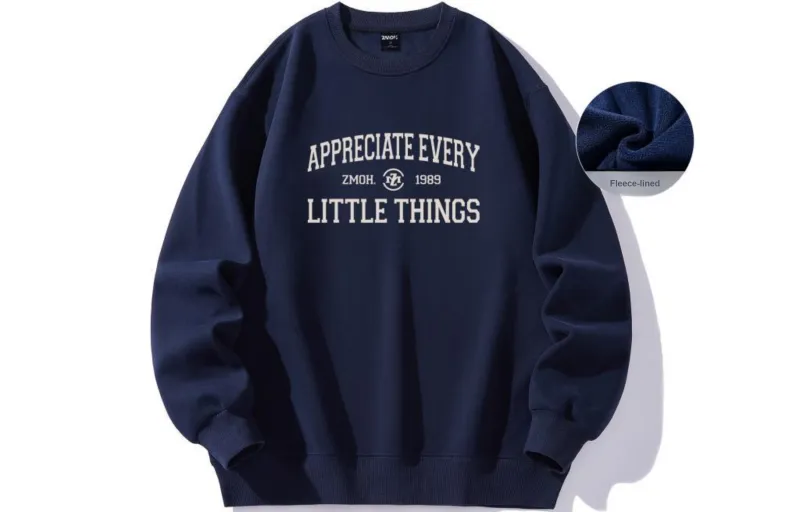 ZMOH Fleece Lined Crew Neck Sweatshirt Unisex Couple's-10