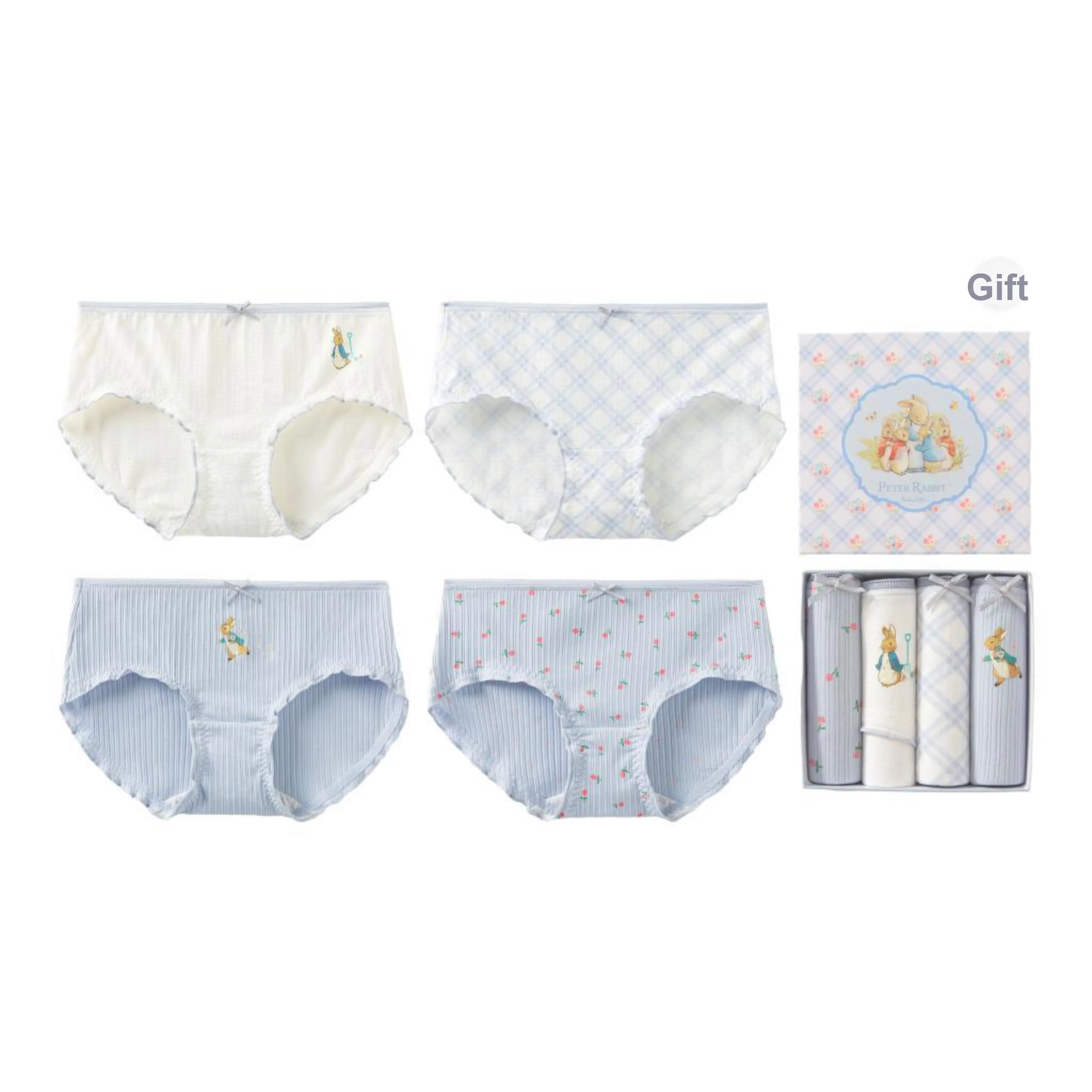 Caramella x Peter Rabbit/, Underwear Gift Box Women's 4 Pack Mixed Color