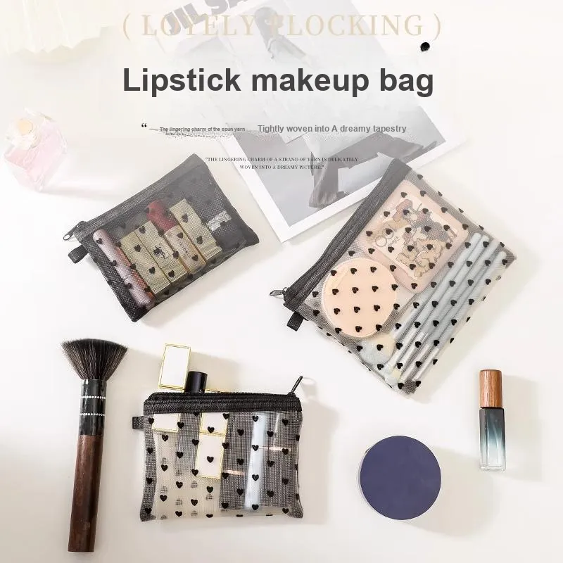 ZHENZI Gauze Makeup Bags Portable Lipstick Refillable Storage Case-5