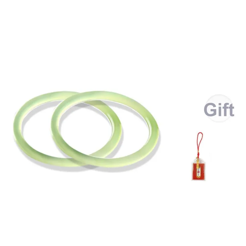 LUXLINE Natural Chalcedony Jade Bangle Authentic Women's-19