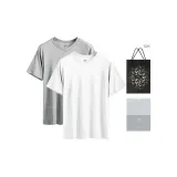 V-Neck Short-Sleeved (White+Heather Gray) 100% cotton Skin-Friendly/Moisture-Wicking Breathable