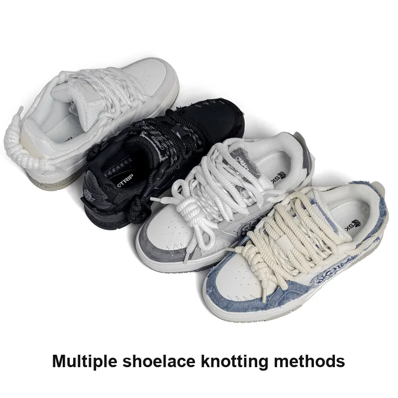 SK.TRIP Wear-Resistant Breathable Height Increasing Low-Top Skateboard Shoes Unisex Denim Blue-6