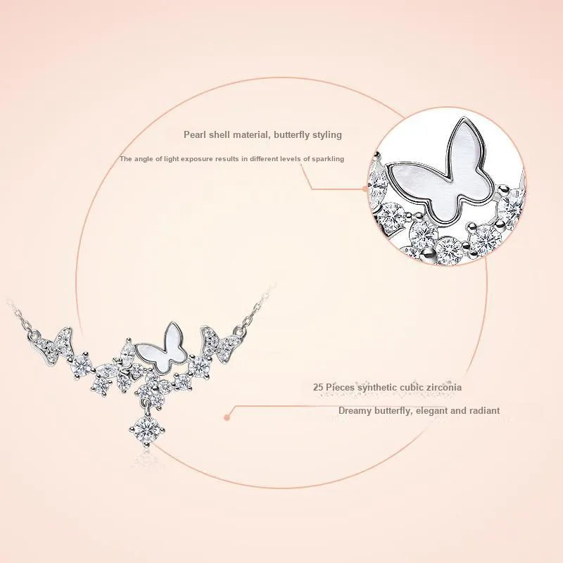 Disney Princess S925 Silver Necklaces Women's Silver White-9