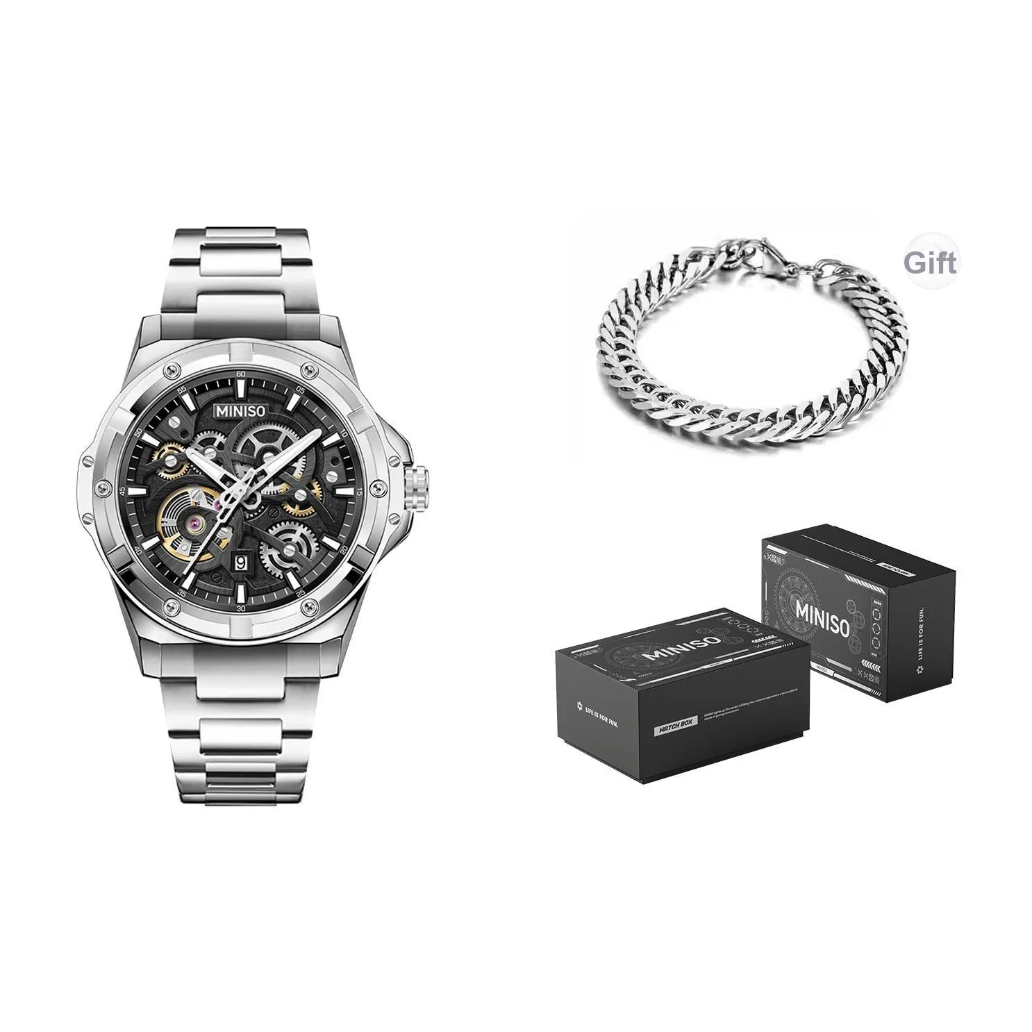 Miniso Darth Vader Collection Кварцевый механизм Стальной ремешок Часы Мужские Черный циферблат