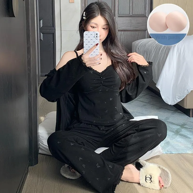 Sleeping Beauty Pajama Set Women's Black-4