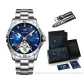 Silver Case with Blue Dial and Steel Band[22mm Belt Clothing Sets]