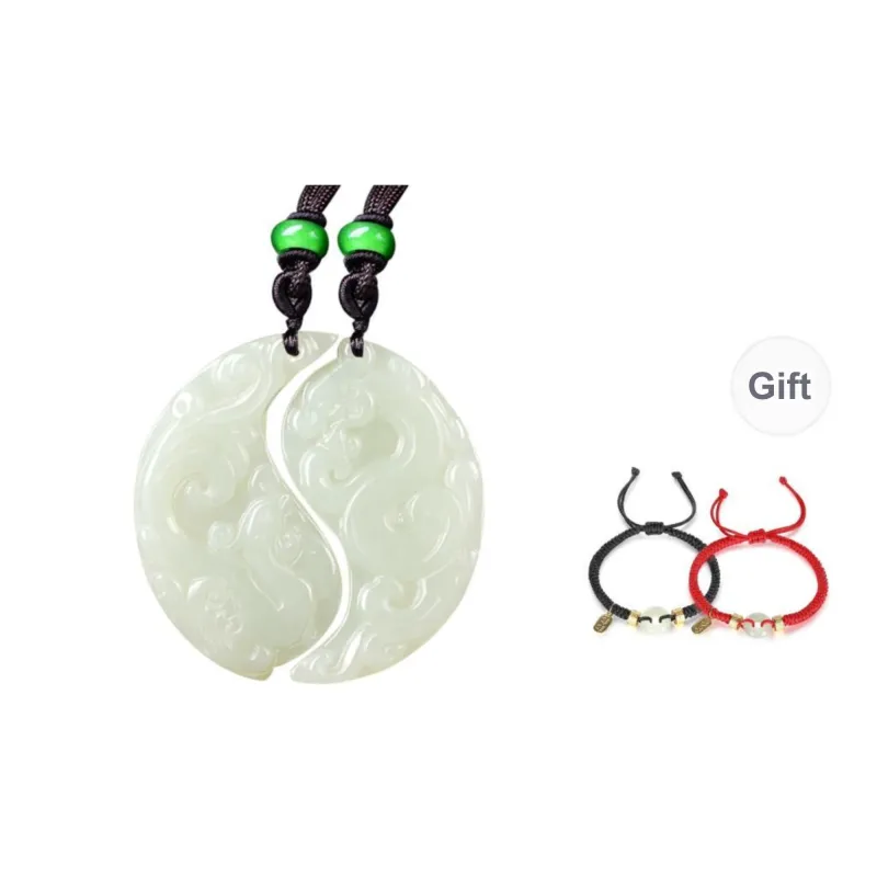 Cuiya Golden Building Necklaces Green Jade Unisex-6