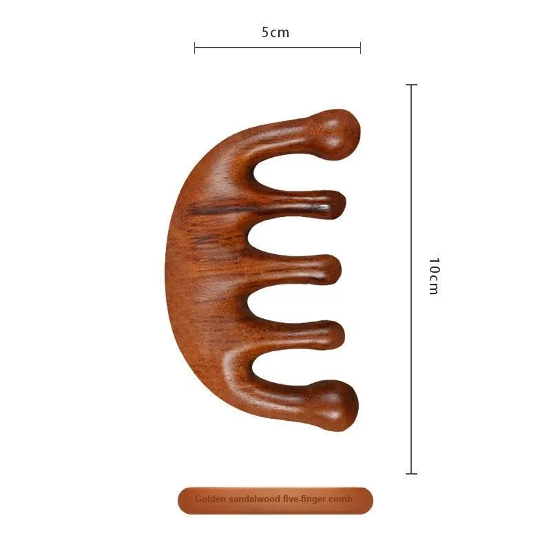 Gentle Welcome Sandalwood Antler Rake With Large Tooth Width Comb Massage-3