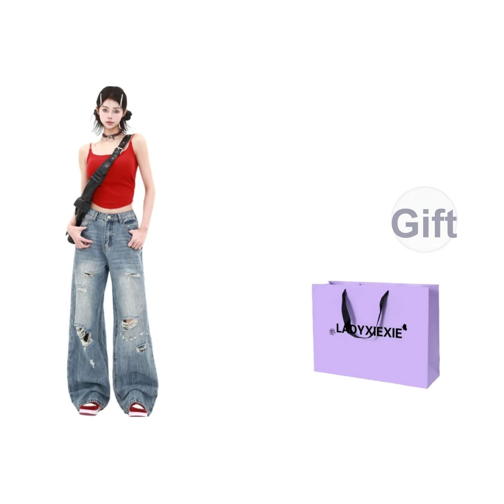 LADYXIEXIE Blue Women's Jeans LADYXIEXIE Синий Женские Джинсы