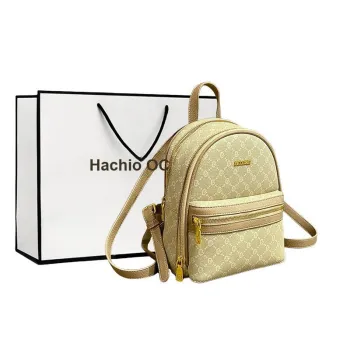 OCTSUI Cow Leather Backpack Women's Apricot