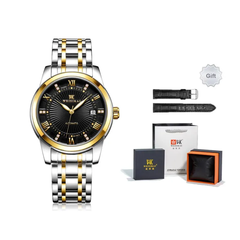 WSK Mechanical Movement Watch Men's Watches White Dial-4