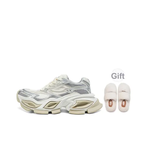 OGR GAZE Ragdoll OG Белый Амортизация Противоскользящий Увеличение Высоты Низкий Топ Кроссовки с Толстой Подошвой Унисекс Белый Серебряный